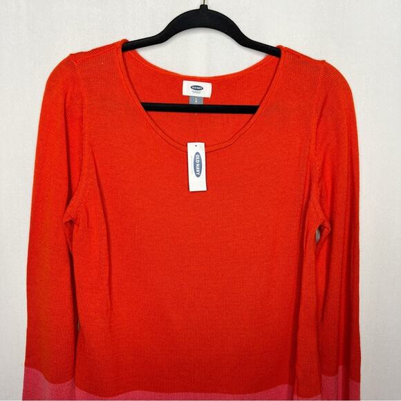 OLD NAVY / orange pink colorblock oversized scoop neck sweater / L - Picture 3 of 7